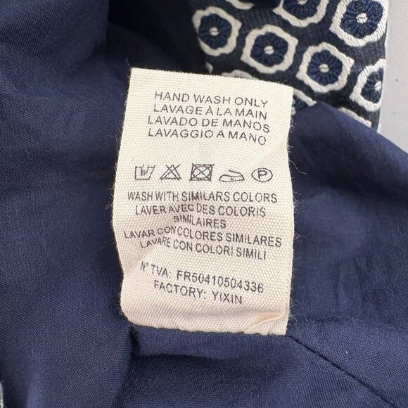 FRNCH Fit & Flare Dress Size L Blue White Geometric Sleeveless Lined Mini - Picture 8 of 13